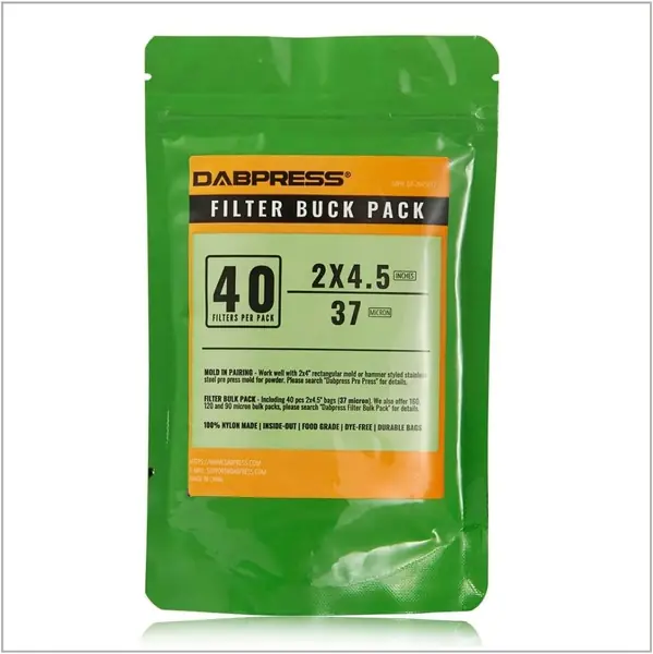 Reference photo: DABPRESS 37 um nylon filter bags (not bought)