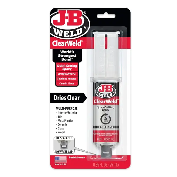 Reference photo: J-B Weld 50112 ClearWeld 5-minute epoxy