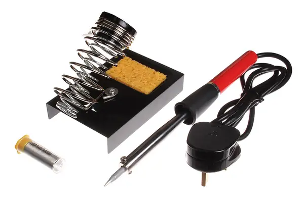 Example photo: Temperature-controlled soldering iron + stand + tip cleaner